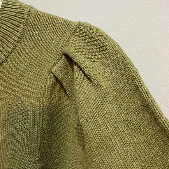 Madewell Eaton Dotted Puff Sleeve Cotton & Merino Yarn Pullover Sweater - Picture 7 of 8